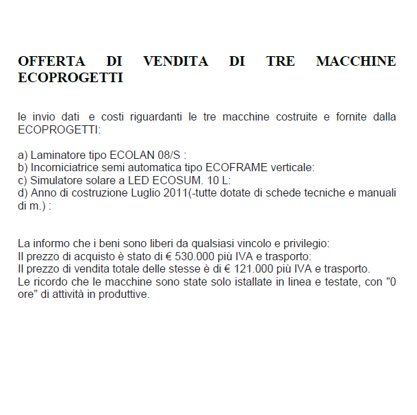 ECOPROGETTI ECOLAN 08/S, ECOFRAME, ECOSUM 10L 